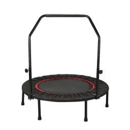 Mini trampolim dobrável para adultos, fitness, corrimão ajustável, Home Gym Rebounder, salto, rolamento 100kg, 40 a 48 - Image 1