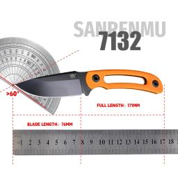 SANRENMU-Faca de lâmina fixa com bainha, faca reta ao ar livre, Camping, caça, sobrevivência, Edc tático, ferramenta portátil, 7132 - Image 6