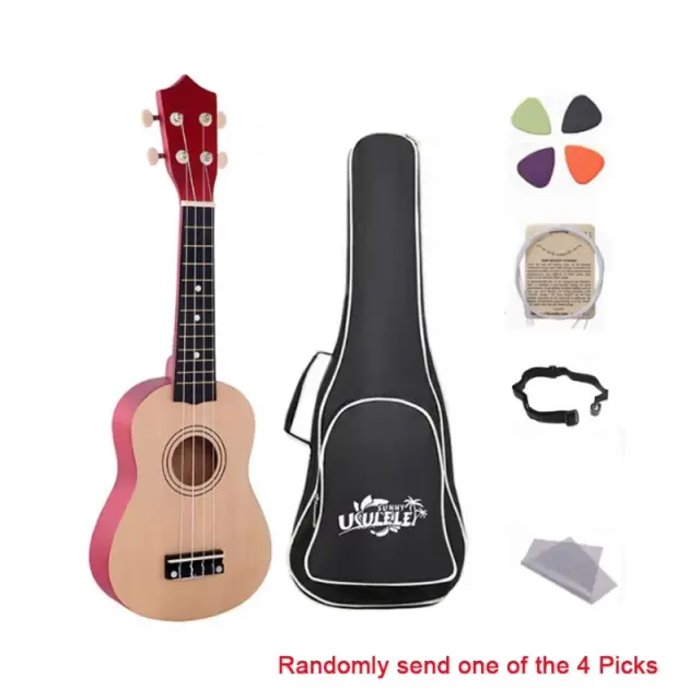 Ukulele Soprano de 21 Polegadas: Ideal para Iniciantes com Quatro Cordas e Acessórios Inclusos