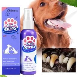 Spray de limpeza dental para animais, remove manchas e mau hálito, higiene bucal, desodorante para animais, cães e gatos, fresco, 30ml - Image 1