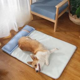 Tapete de espuma de memória lavável com travesseiro para animais, cama respirável, sofá impermeável, cachorros pequenos e médios, verão - Image 3