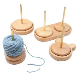 Suporte do fio de tricô de madeira Rolo de fios Ferramentas de tricô Enrolador de fios Eixo de rotação para tecelagem suave Suprimentos de crochê - Image 1