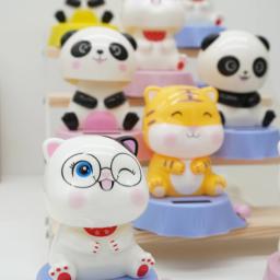 8 bobbleheads solares, formas de gato panda animal dos desenhos animados decorações de carro, acessórios interiores criativos, presentes de decoração - Image 4