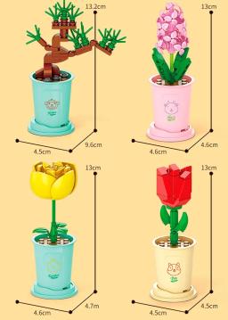 MOC-Blocos de Construção Conjuntos de Flores para Meninas, Brinquedos DIY, Mini Arte, Construção de Flores e Micro Paisagens, Bonecas Modelo e Tijolos, Presentes Quentes - Image 5