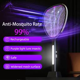 3 em 1 Ampliação da Grade de Energia Mata-mosquitos Elétrico 3000V C-tipo Carregamento Mosquito e Fly Killer - Image 1