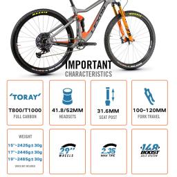 2025 Lexon MYST Titan 29ER Quadro de Carbono MTB XC Trail Suspension Boost Mountain Bike Frameset Xfusion 15 17 19 polegadas Bicicleta - Image 3