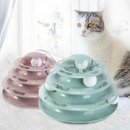 3/4 níveis gatos brinquedo torre faixas gato brinquedos interativos gato inteligência treinamento placa de diversões torre produtos para animais estimação gato túnel - Image 1