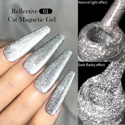 NASCIDO PRETTY-Esmalte Reflexivo Glitter Gel, Espumante, Brilhante, Gato, Magnético, Efeito Snowlight, Mergulhe, Verniz UV, 10ml - Image 3