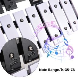 Glockenspiel-Xilofone Dobrável com Bolsa de Transporte, Moldura, Barras de Alumínio, Percussão, Instrumento Musical, Espessura 5mm, 30 Nota - Image 6