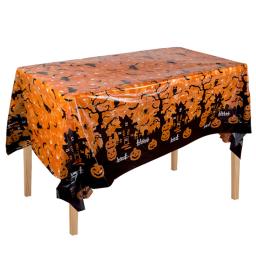 Toalha de mesa de halloween abóbora outono crânio impressão plásticos retalhos costura vestido cortina suprimentos do feriado decoração de halloween - Image 2