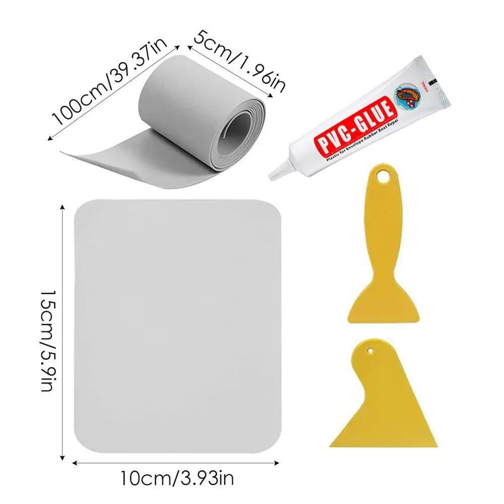 Kit de remendo de caiaque inflável barraca impermeável Patches de canoa 2 raspadores incluídos Kit de reparo de caiaque Brinquedos infantis 5 peças por conjunto - Image 1