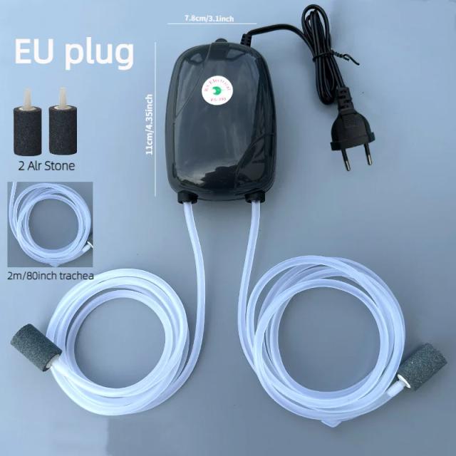 Bomba de Ar Mini para Aquários com Saídas Simples e Duplas, Válvula e Acessórios, 220V, 3W e 5W