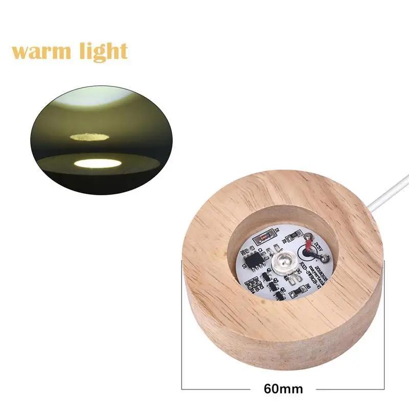 LED Night Lights Display Base, madeira iluminado suporte para resina epóxi artesanato, carregamento USB, decoração para casa - Image 1