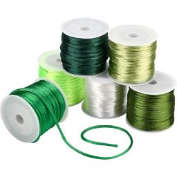Nylon Cord para Macramé Colar e Amizade Pulseiras, Rattail Silk, Beading Corda para Pulseira, cetim verde, 2mm - Image 1