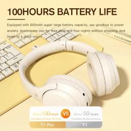 Auscultadores sem fios Bluetooth, auriculares com fio, cancelamento de ruído, fone de ouvido Hi Fi Gaming, chamada ENC, 100 horas Playtime, Pro Over, IKF-T1 - Image 2