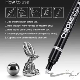 5/1 pçs cromo caneta marcador espelho reparação de pintura à prova dwaterproof água para rocha cerâmica vidro metálico ouro/prata 2mm nib - Image 5