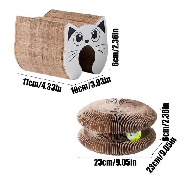 Placa Dobrável Interativa para Gatos com Papelão Ondulado - Brinquedo de Coçar Magic Organ Scratcher