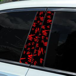 Impermeável carro B-pilar adesivos, Auto centro pilar, protetor solar decalques, letras engraçadas Decors, JOKER rindo HAHA, PET, 1pc - Image 4