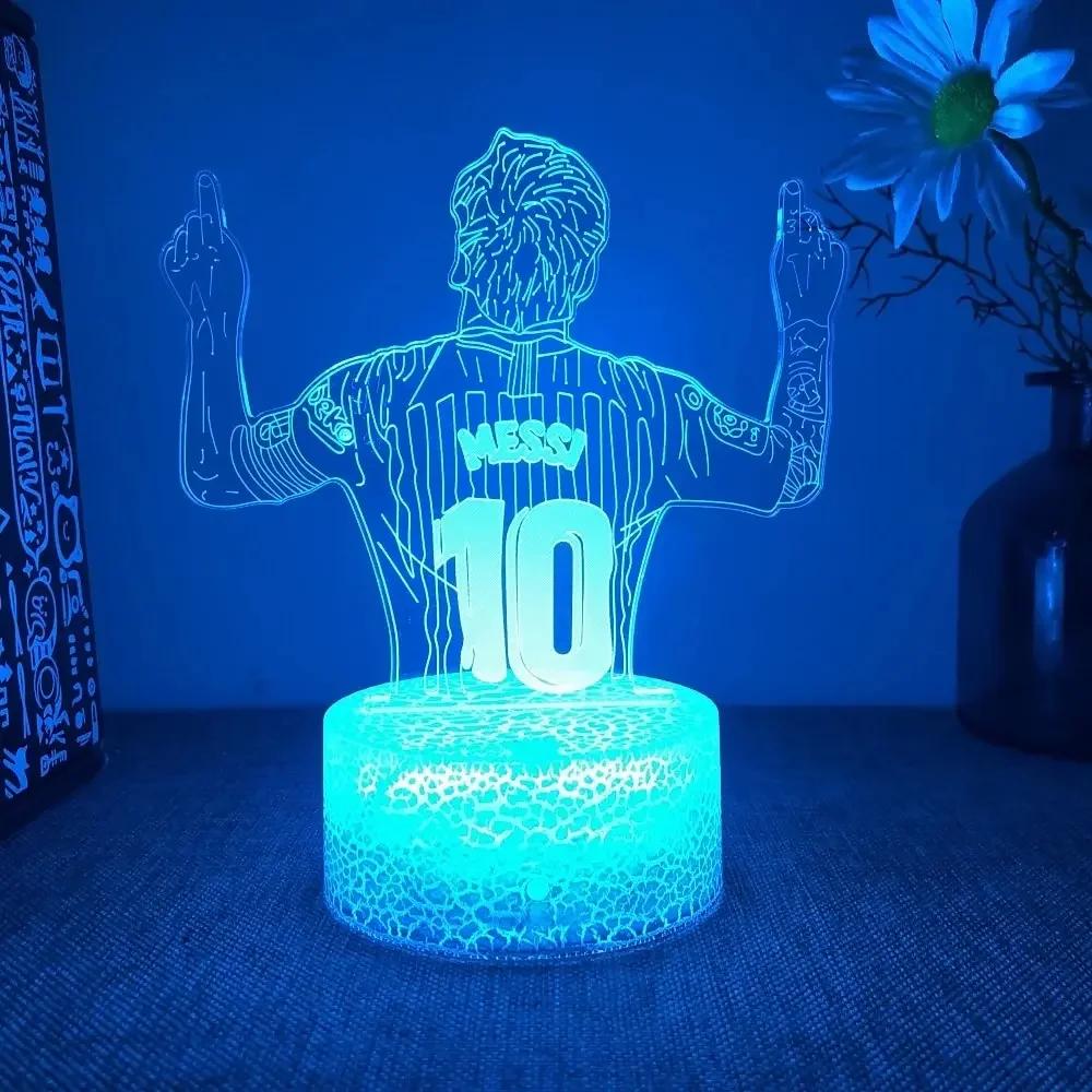 3D Ilusão LED Night Light, Caráter do Futebol, Messi, Toque Luminoso, Criança Nightlight, Kids Bedroom Decor, Candeeiros de Mesa, Presentes - Image 1