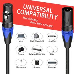 XLR macho para cabo XLR fêmea para gravação profissional, linha de extensão, balanceado XLR Mixer, alto-falante amplificador, linha de microfone ao vivo - Image 5