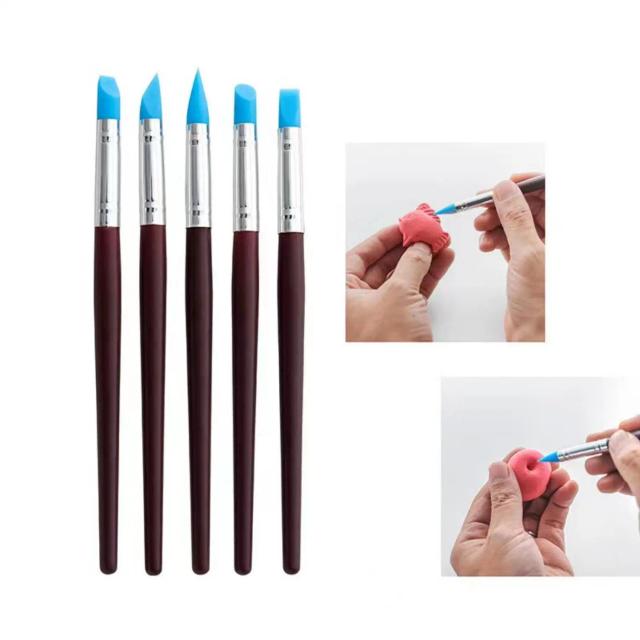 Conjunto de 5 Ferramentas de Silicone para Escultura e Modelagem: Ideal para Nail Art, Cerâmica e DIY