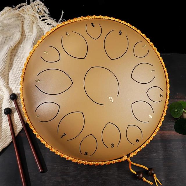 Percussão Profissional: Bateria Etérea de 15 Tons, Tambor de Aço e Instrumentos para Meditação e Yoga
