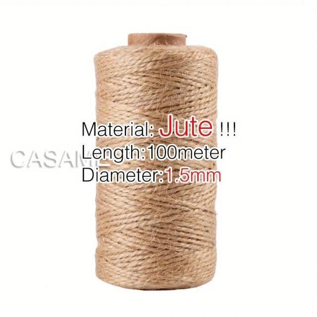 Fio de Juta Natural para Embalagem de Férias, Artesanato, Cozimento e Jardinagem