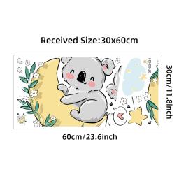 Adesivos de parede com desenhos animados para decoração de quarto infantil, pvc papel de parede com coala bonito na lua, para quarto do bebê e berçário - Image 6