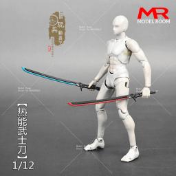 Mini Arma Samurai Sword, Acessórios de Modelo Twin Sabres, Fit 6 ''Soldier, Figuras Body Action, Vermelho e Azul, Escala 1:12, 8.7cm - Image 3