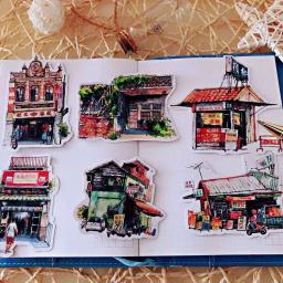 41 pçs viagem arquitetura paisagem adesivos turismo pvc papelaria scrapbooking diy diário álbum taiwan doce loja vara etiqueta - Image 1