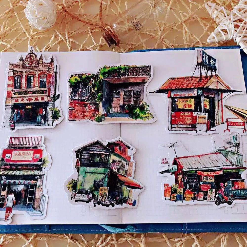 41 pçs viagem arquitetura paisagem adesivos turismo pvc papelaria scrapbooking diy diário álbum taiwan doce loja vara etiqueta - Image 1