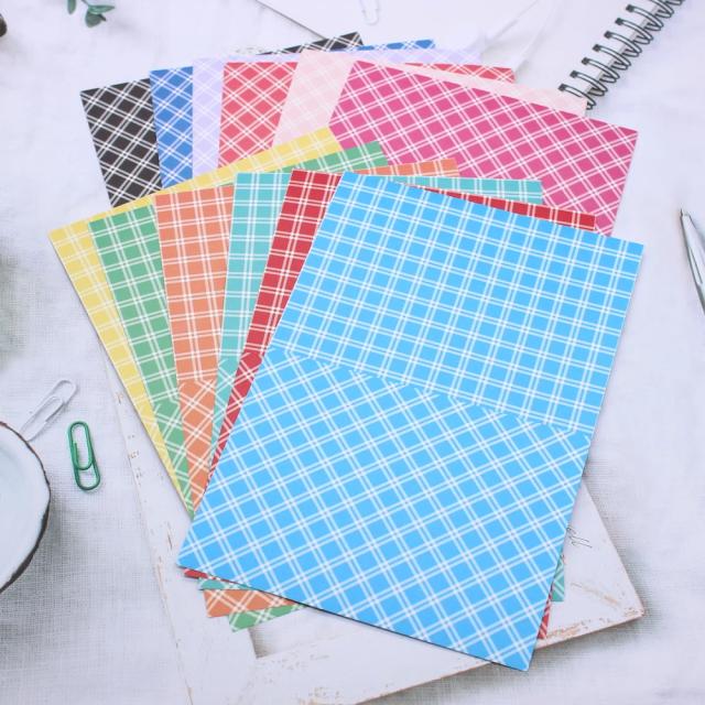 Kit de Papercraft Kscraft A5 com Padrão Gingham Criativo para Scrapbooking e Artesanato