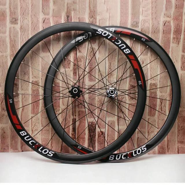 Bucklos S9 Conjunto de Rodas de Bicicleta de Estrada 700C Carbono Liga de Alumínio 24 Furos