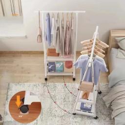 Quarto móvel cabide de roupas montado no chão criativo chapéu rack portátil triângulo roupas cremalheiras com roda prateleira armazenamento doméstico - Image 3