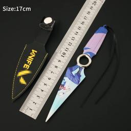 Facas de metal com coldre, arma Valorant, JETT Kunai, faca modelo, espada Cosplay, presentes brinquedos para criança, 17cm - Image 5