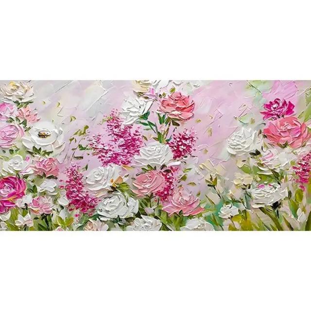 Kit de Pintura por Número Gatyztory 60x120cm com Design de Flores de Peônia para Decoração de Parede Artesanal em Lona