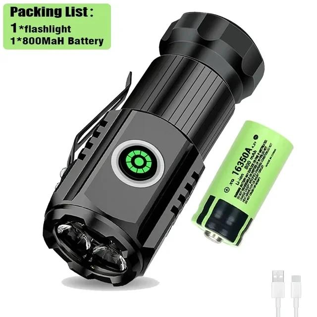 Lanterna LED Recarregável USB com Lâmpada RGB e Ímã, 2000 Lumens para Caminhadas e Camping