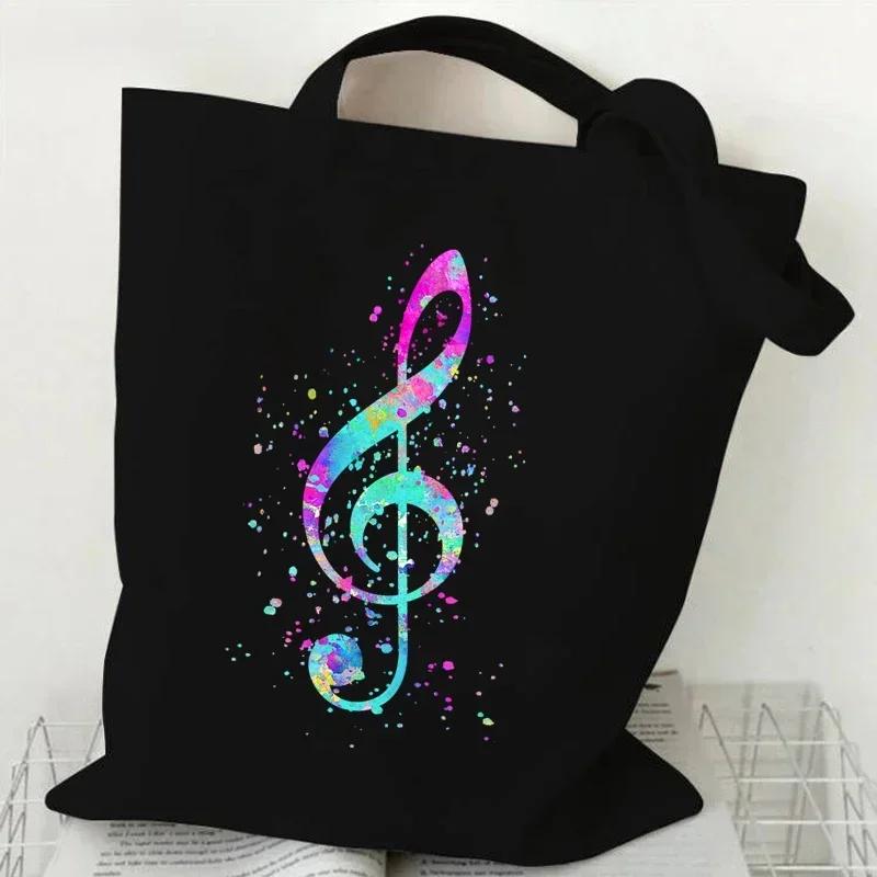 Bolsas femininas nota de música batimento cardíaco bolsa de lona bolsa engraçada para adolescente moda sacola design marca saco lateral para senhoras - Image 1