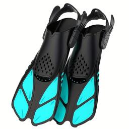 Aletas de snorkel ajustáveis para adultos, nadadeiras, silicone curto, sapatos de mergulho, salto aberto, sapatos de praia, fivelas profissionais - Image 1