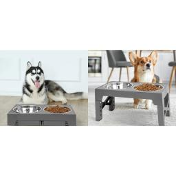 Elevado ajustável Dog Bowl Stand, tigela de comida para cães de aço inoxidável, alimentador antiderrapante para cães grandes e médios - Image 4