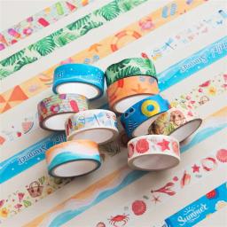 Conjunto de fita washi para scrapbooking, pacote de 10 peças, praia de verão, natação, diy, fita adesiva, diário, material escolar, artigos de papelaria - Image 5