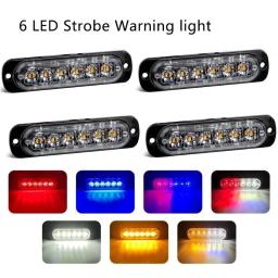 Luzes LED estroboscópicas para carro, luz estroboscópica da polícia, luz estroboscópica da polícia, luz de emergência, 12V, 24V, 6 LEDs - Image 1