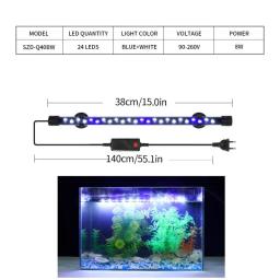 Luz de aquário LED com economia de energia, suprimentos para aquário, luz de espectro completo, acessórios para aquário, 18-38 cm, 90-260V - Image 4