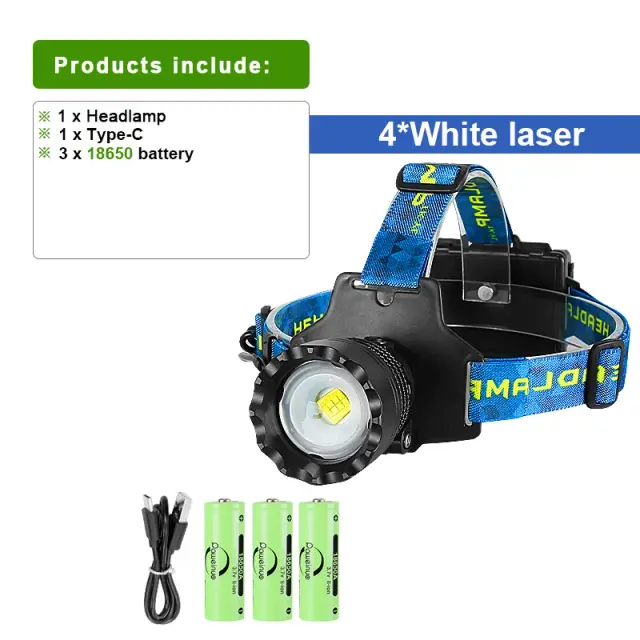 Lanterna LED Recarregável 18650 com Zoom e À Prova d'Água para Acampamento e Pesca - Super Brilhante e Portátil para 2024