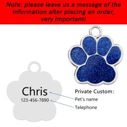 Tag com nome gravado personalizado para animais de estimação, pingente personalizado, pata, brilho, identificação, cachorro, cachorro, gato, acessórios - Image 2