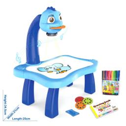 LED projetor arte desenho mesa brinquedos, mesa para crianças, mesa de pintura, artes e ofícios projeção, aprendizagem educacional brinquedo - Image 6