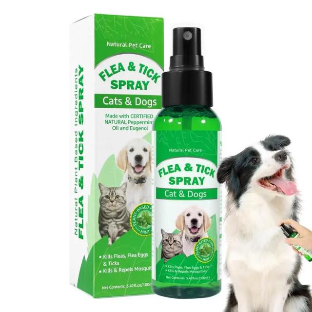 Spray Natural Care de Pulgas e Carrapatos para Cães e Gatos - Proteção Interior e Exterior, 100ml