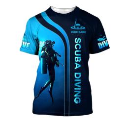 Camiseta de mergulho estampada masculina e feminina, camiseta de manga curta de verão, roupas do clube de mergulho - Image 6