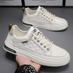 Sapatos de skate respiráveis para homens, tênis esportivos masculinos, tênis de corrida, branco, casual - Image 2