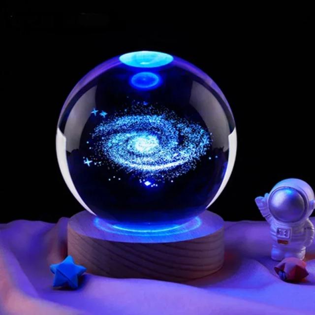 Bola de Decoração Astronômica 3D em Cristal com LED, Galáxia Neve, 6cm, 2024